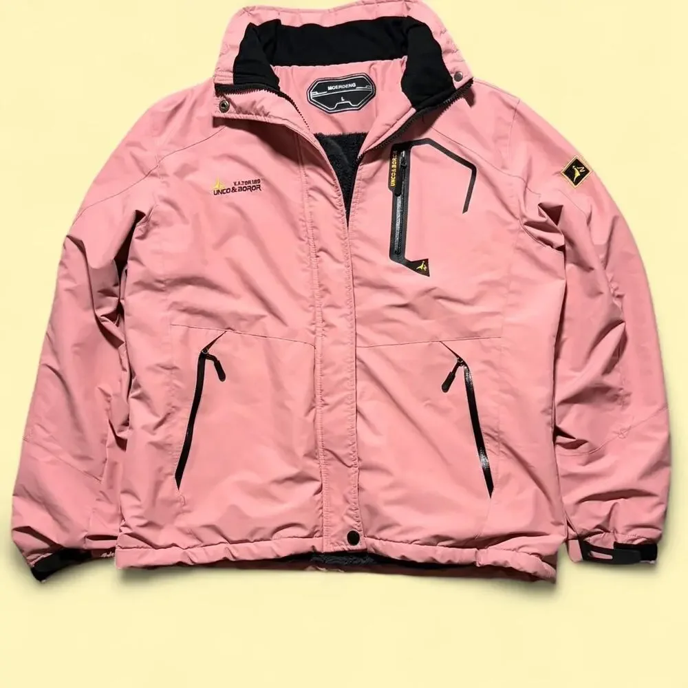 Moerdeng embroidered pink ski jacket